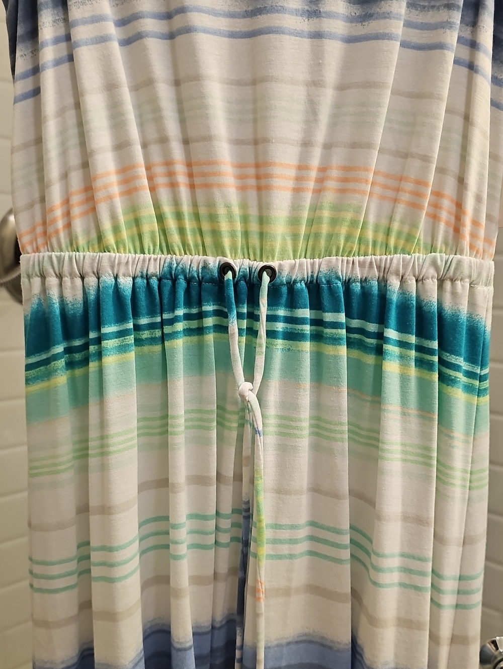 Sonoma Striped Tank Drawstring Maxi Dress in Blue, Green, White. NWT. - Picture 5 of 7